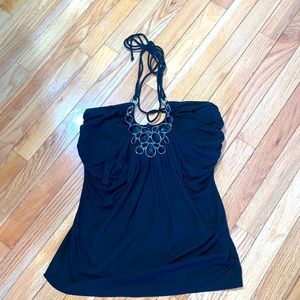 White House Black Market Black Tie Halter Top